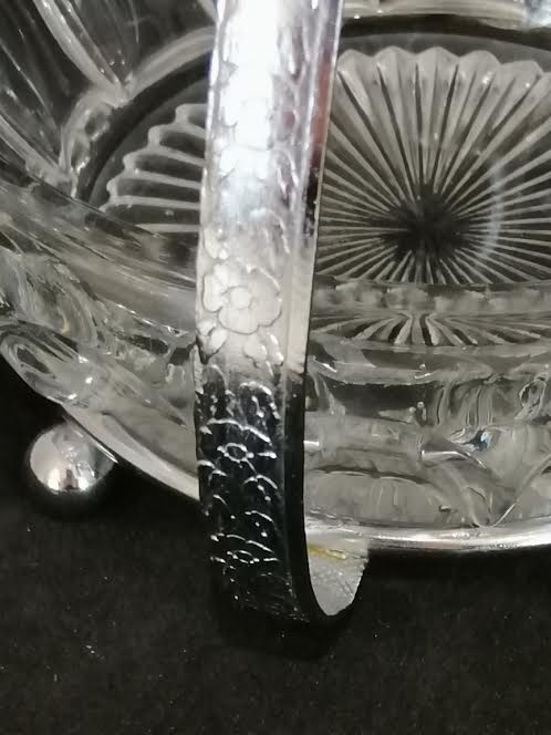 Porte-confiture en verre et métal argenté