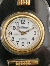 Charger l&#39;image dans la galerie, Horloge quartz en forme de guitare en métal doré et verre
