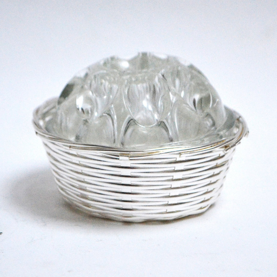 Vase rose, cristal et métal argenté Saint Hilaire