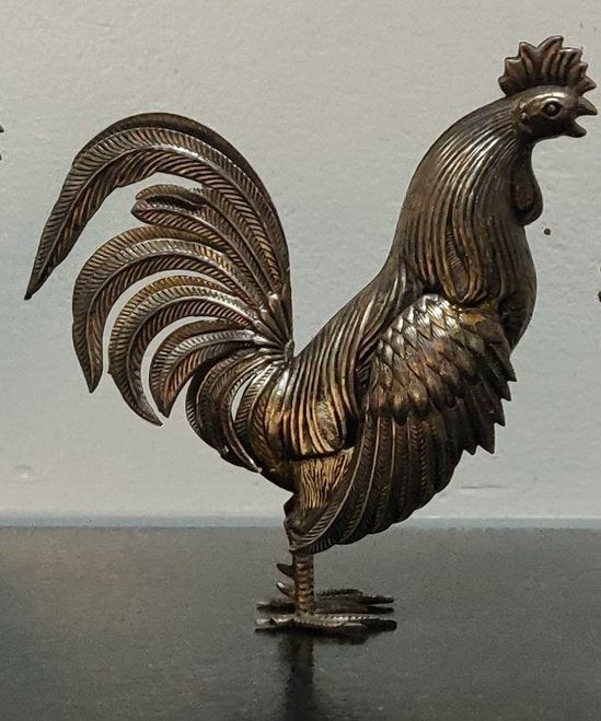 Coq Art déco en métal argenté