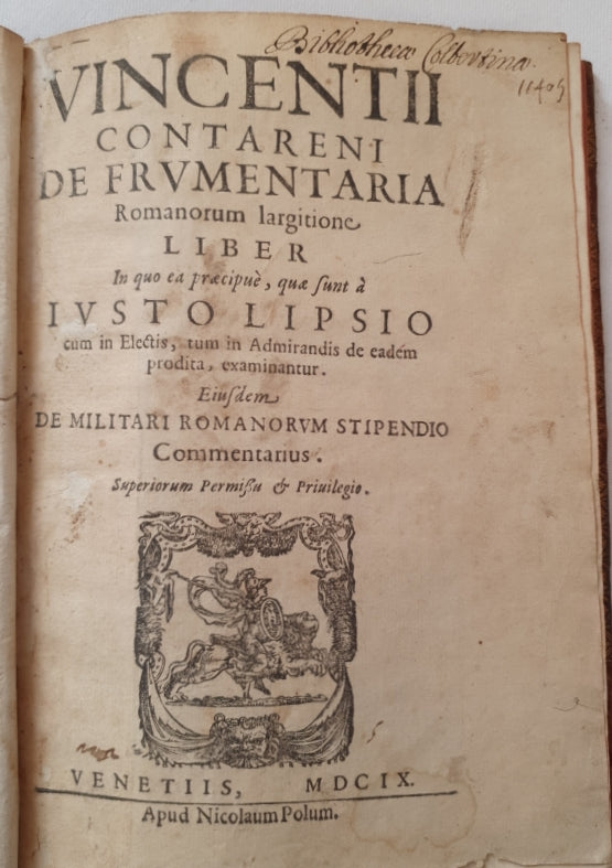 Livre CONTARENI (Vincentii) - De frumentaria Romanorum largitione Liber